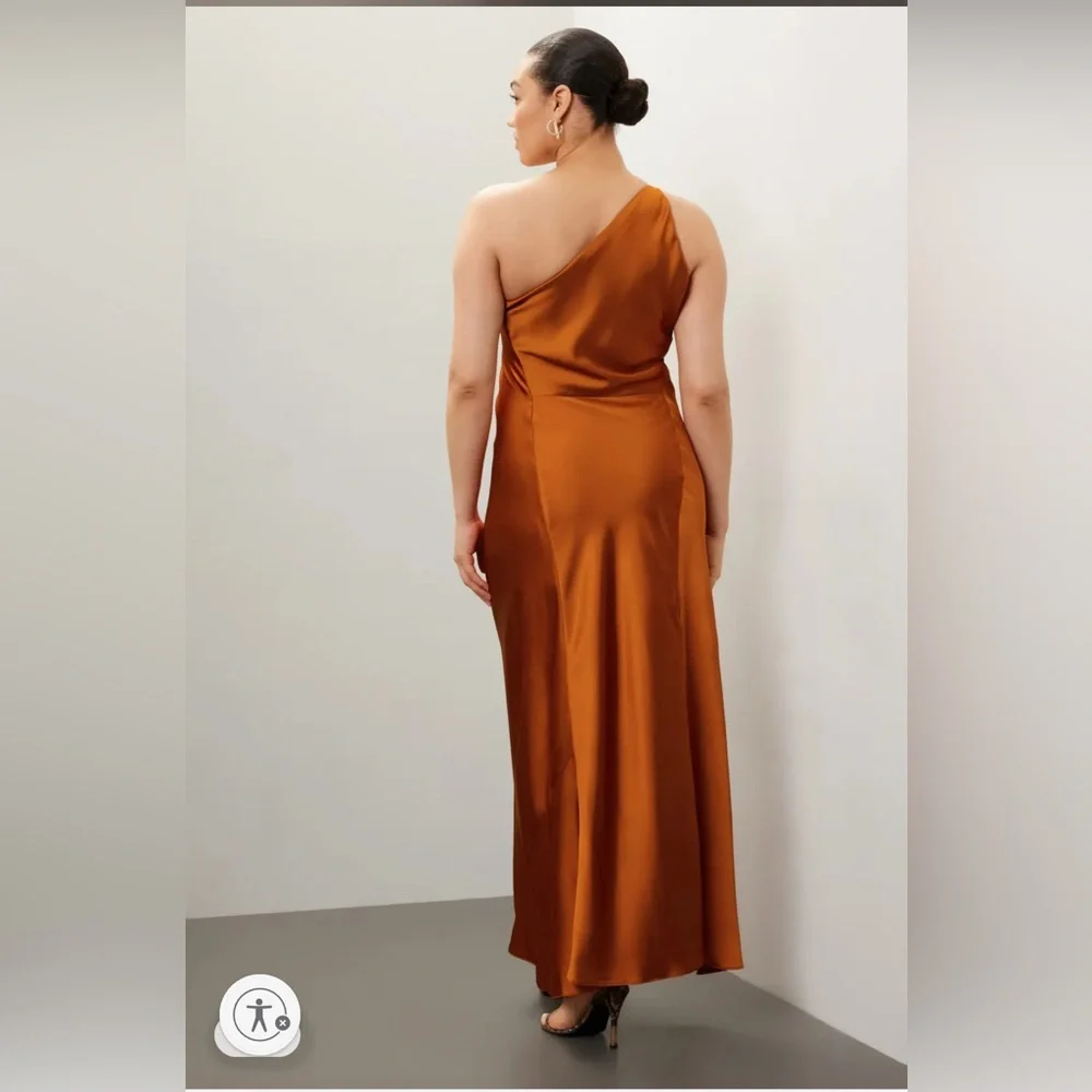 Sz 16 Obando‎ collective copper orange one shoulder sleeveless maxi gown RTR xl - Picture 3 of 14